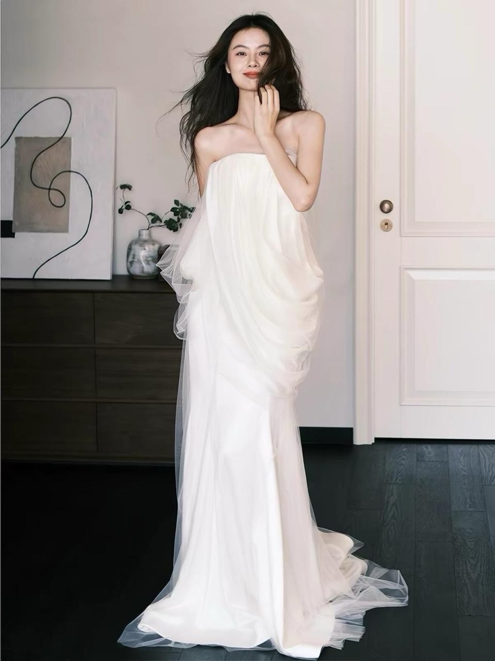 Engagement, civil ceremony, and wedding dresses.